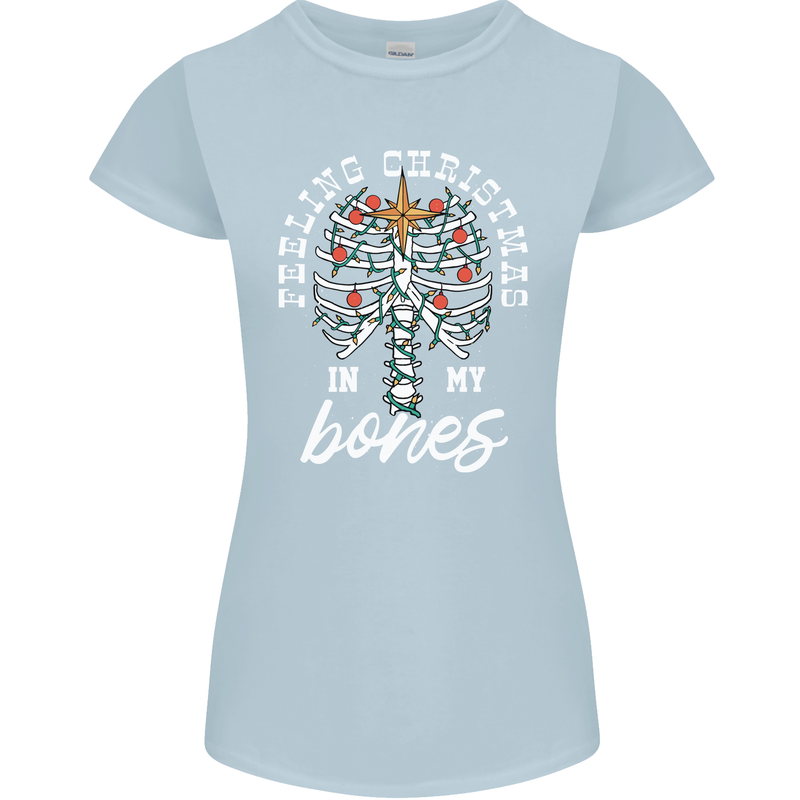 Feeling Christmas In My Bones Womens Petite Cut T-Shirt Light Blue