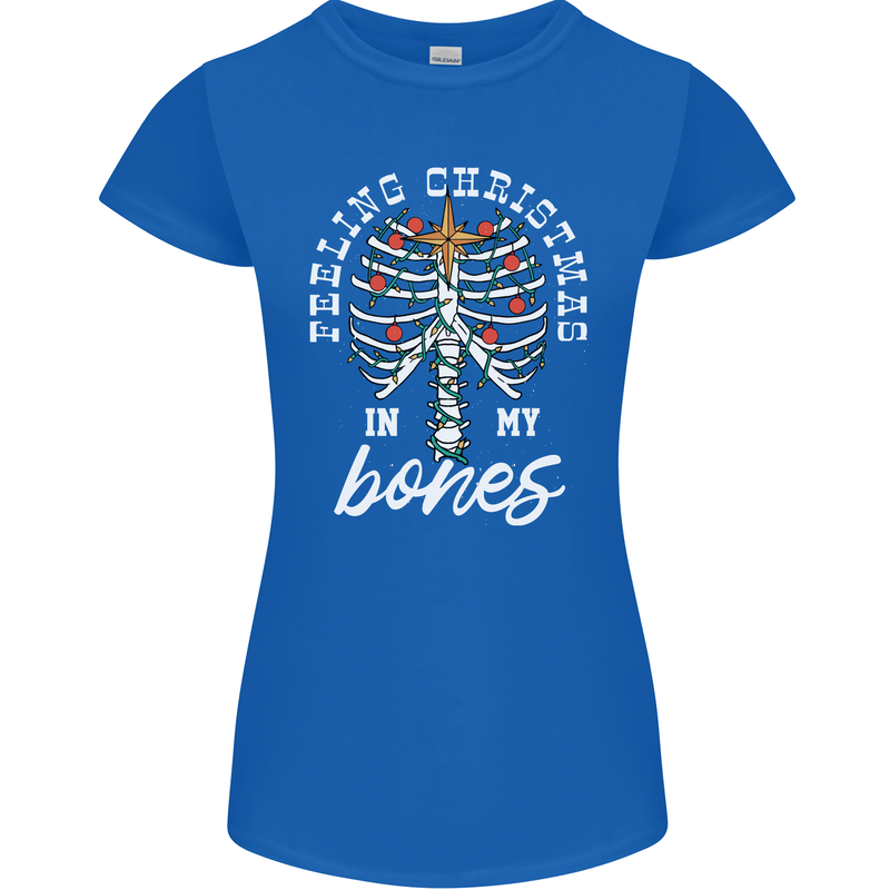 Feeling Christmas In My Bones Womens Petite Cut T-Shirt Royal Blue