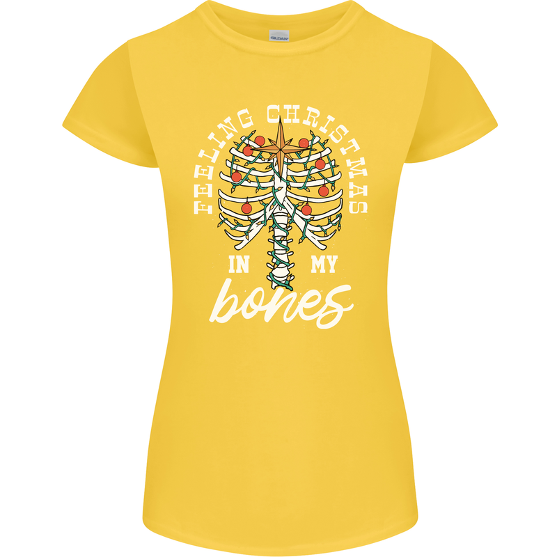 Feeling Christmas In My Bones Womens Petite Cut T-Shirt Yellow