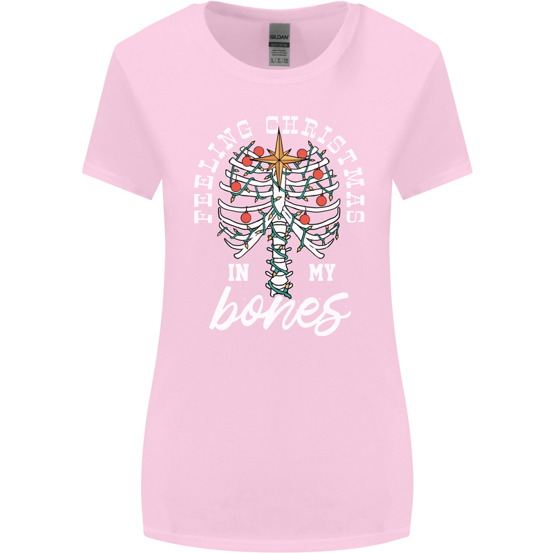 Feeling Christmas In My Bones Womens Wider Cut T-Shirt Light Pink