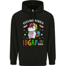 Feeling IDGAF Today Funny Offensive Unicorn Mens 80% Cotton Hoodie Black