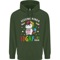 Feeling IDGAF Today Funny Offensive Unicorn Mens 80% Cotton Hoodie Forest Green