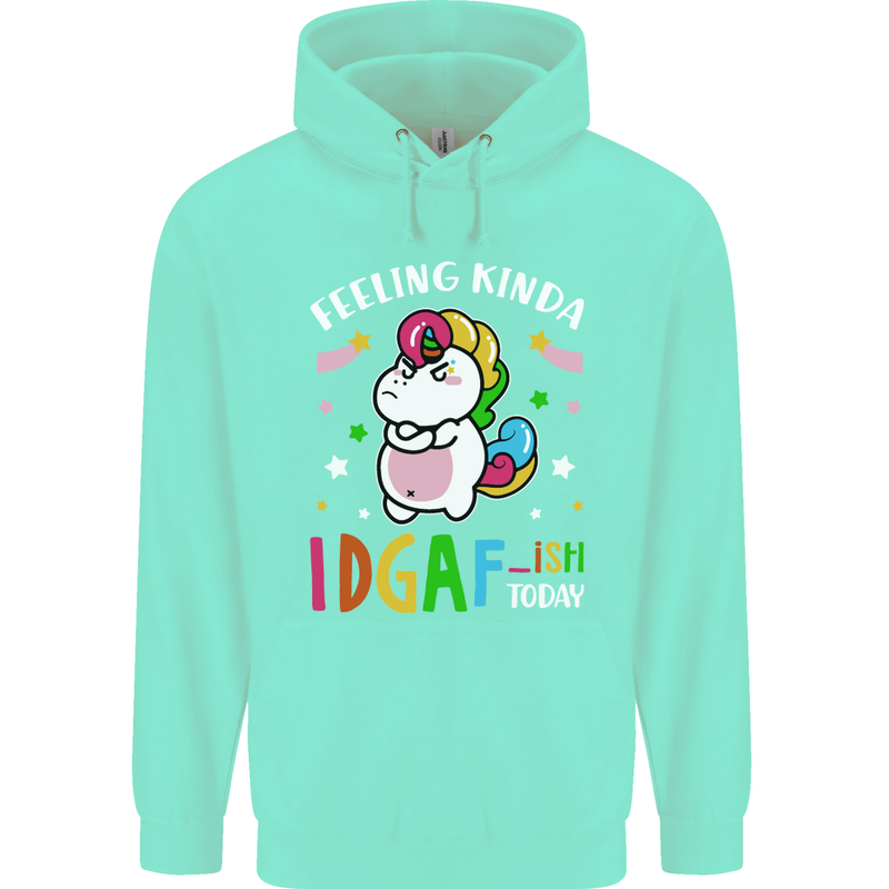 Feeling IDGAF Today Funny Offensive Unicorn Mens 80% Cotton Hoodie Peppermint