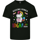 Feeling IDGAF Today Funny Offensive Unicorn Mens Cotton T-Shirt Tee Top Black