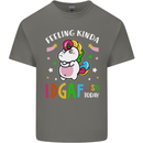 Feeling IDGAF Today Funny Offensive Unicorn Mens Cotton T-Shirt Tee Top Charcoal