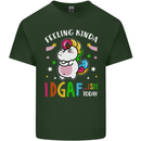 Feeling IDGAF Today Funny Offensive Unicorn Mens Cotton T-Shirt Tee Top Forest Green