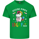 Feeling IDGAF Today Funny Offensive Unicorn Mens Cotton T-Shirt Tee Top Irish Green