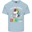 Feeling IDGAF Today Funny Offensive Unicorn Mens Cotton T-Shirt Tee Top Light Blue