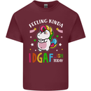 Feeling IDGAF Today Funny Offensive Unicorn Mens Cotton T-Shirt Tee Top Maroon