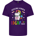 Feeling IDGAF Today Funny Offensive Unicorn Mens Cotton T-Shirt Tee Top Purple