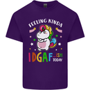 Feeling IDGAF Today Funny Offensive Unicorn Mens Cotton T-Shirt Tee Top Purple