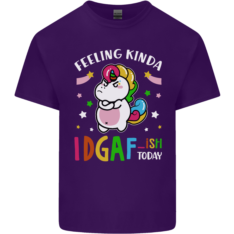 Feeling IDGAF Today Funny Offensive Unicorn Mens Cotton T-Shirt Tee Top Purple