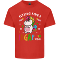 Feeling IDGAF Today Funny Offensive Unicorn Mens Cotton T-Shirt Tee Top Red