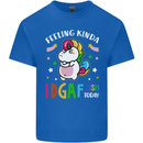 Feeling IDGAF Today Funny Offensive Unicorn Mens Cotton T-Shirt Tee Top Royal Blue