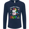 Feeling IDGAF Today Funny Offensive Unicorn Mens Long Sleeve T-Shirt Navy Blue