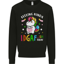 Feeling IDGAF Today Funny Offensive Unicorn Mens Sweatshirt Jumper Black
