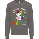 Feeling IDGAF Today Funny Offensive Unicorn Mens Sweatshirt Jumper Charcoal