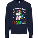Feeling IDGAF Today Funny Offensive Unicorn Mens Sweatshirt Jumper Navy Blue