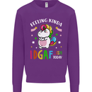 Feeling IDGAF Today Funny Offensive Unicorn Mens Sweatshirt Jumper Purple