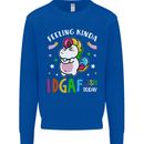 Feeling IDGAF Today Funny Offensive Unicorn Mens Sweatshirt Jumper Royal Blue