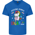 Feeling IDGAF Today Funny Offensive Unicorn Mens V-Neck Cotton T-Shirt Royal Blue