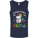 Feeling IDGAF Today Funny Offensive Unicorn Mens Vest Tank Top Navy Blue