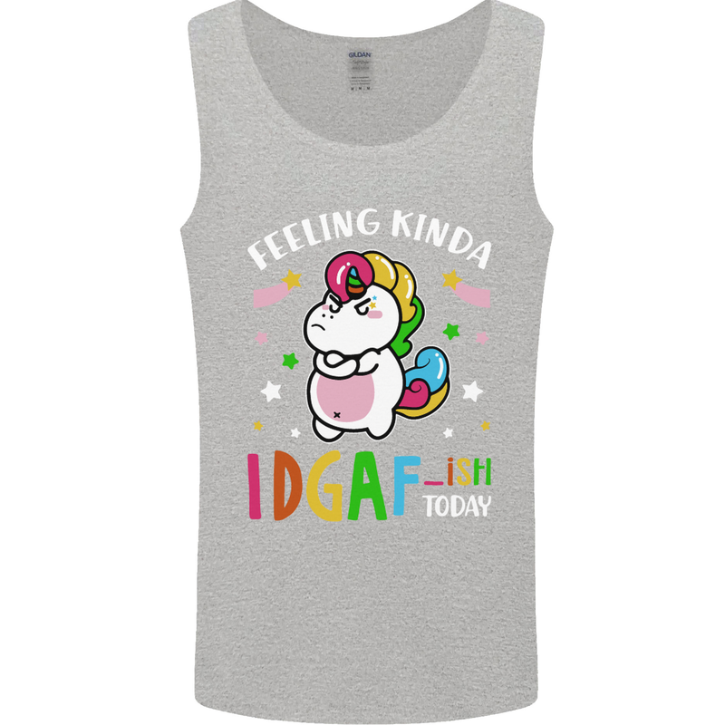 Feeling IDGAF Today Funny Offensive Unicorn Mens Vest Tank Top Sports Grey