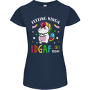 Feeling IDGAF Today Funny Offensive Unicorn Womens Petite Cut T-Shirt Navy Blue