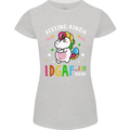 Feeling IDGAF Today Funny Offensive Unicorn Womens Petite Cut T-Shirt Sports Grey
