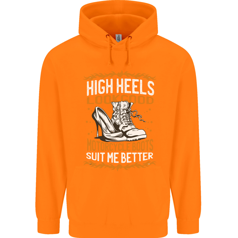 Female Biker Boots Funny Motorbike Childrens Kids Hoodie Orange