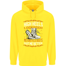 Female Biker Boots Funny Motorbike Childrens Kids Hoodie Yellow