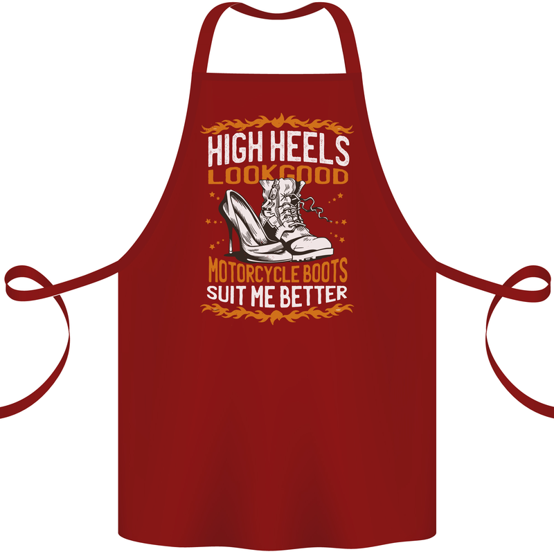 Female Biker Boots Funny Motorbike Cotton Apron 100% Organic Maroon