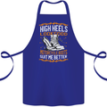 Female Biker Boots Funny Motorbike Cotton Apron 100% Organic Royal Blue