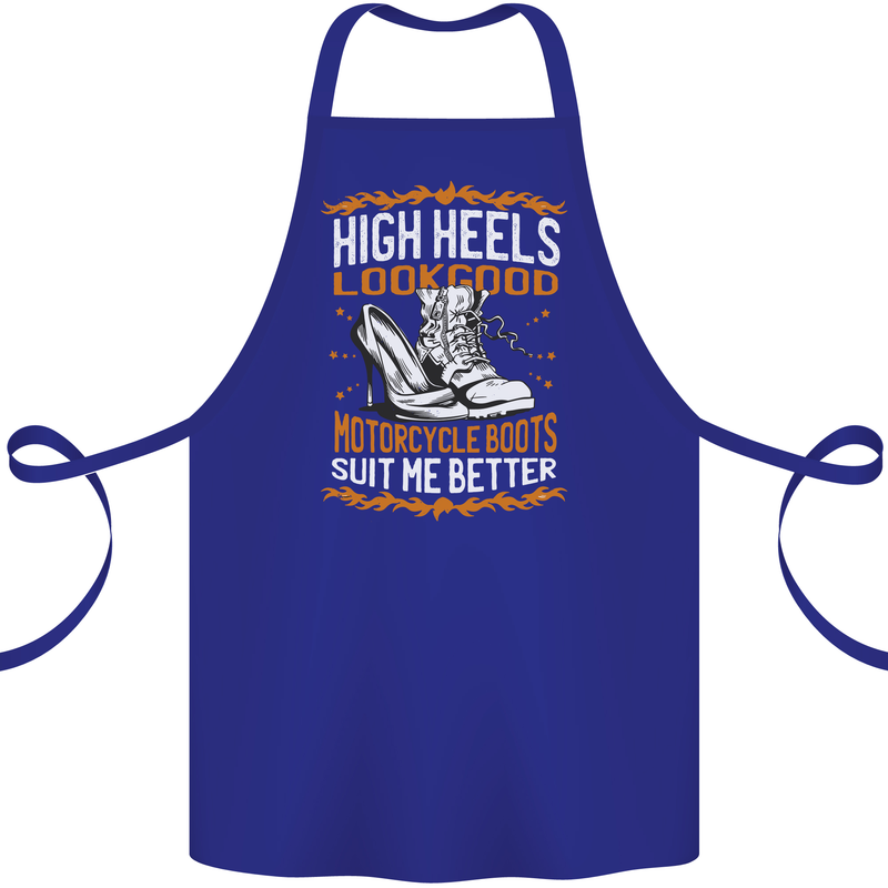 Female Biker Boots Funny Motorbike Cotton Apron 100% Organic Royal Blue