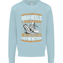 Female Biker Boots Funny Motorbike Kids Sweatshirt Jumper Light Blue