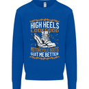 Female Biker Boots Funny Motorbike Kids Sweatshirt Jumper Royal Blue