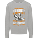 Female Biker Boots Funny Motorbike Kids Sweatshirt Jumper Sports Grey