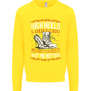 Female Biker Boots Funny Motorbike Kids Sweatshirt Jumper Yellow