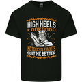 Female Biker Boots Funny Motorbike Kids T-Shirt Childrens Black