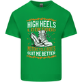 Female Biker Boots Funny Motorbike Kids T-Shirt Childrens Irish Green