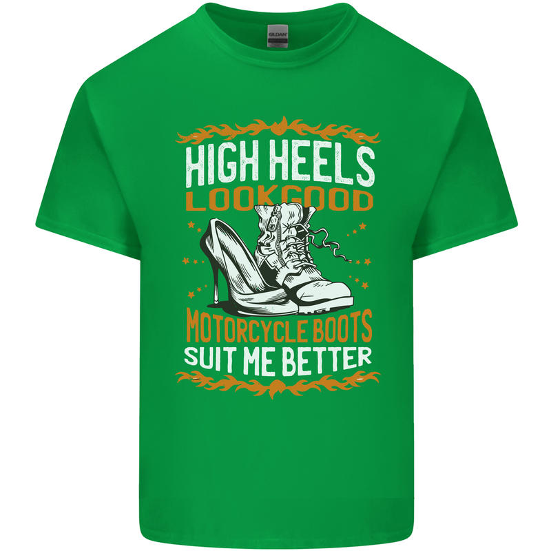 Female Biker Boots Funny Motorbike Kids T-Shirt Childrens Irish Green