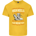 Female Biker Boots Funny Motorbike Kids T-Shirt Childrens Yellow