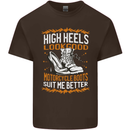 Female Biker Boots Funny Motorbike Mens Cotton T-Shirt Tee Top Dark Chocolate