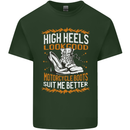 Female Biker Boots Funny Motorbike Mens Cotton T-Shirt Tee Top Forest Green