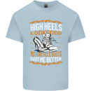 Female Biker Boots Funny Motorbike Mens Cotton T-Shirt Tee Top Light Blue