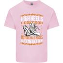 Female Biker Boots Funny Motorbike Mens Cotton T-Shirt Tee Top Light Pink