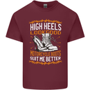 Female Biker Boots Funny Motorbike Mens Cotton T-Shirt Tee Top Maroon