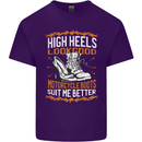 Female Biker Boots Funny Motorbike Mens Cotton T-Shirt Tee Top Purple