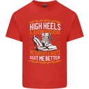 Female Biker Boots Funny Motorbike Mens Cotton T-Shirt Tee Top Red