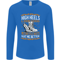 Female Biker Boots Funny Motorbike Mens Long Sleeve T-Shirt Royal Blue